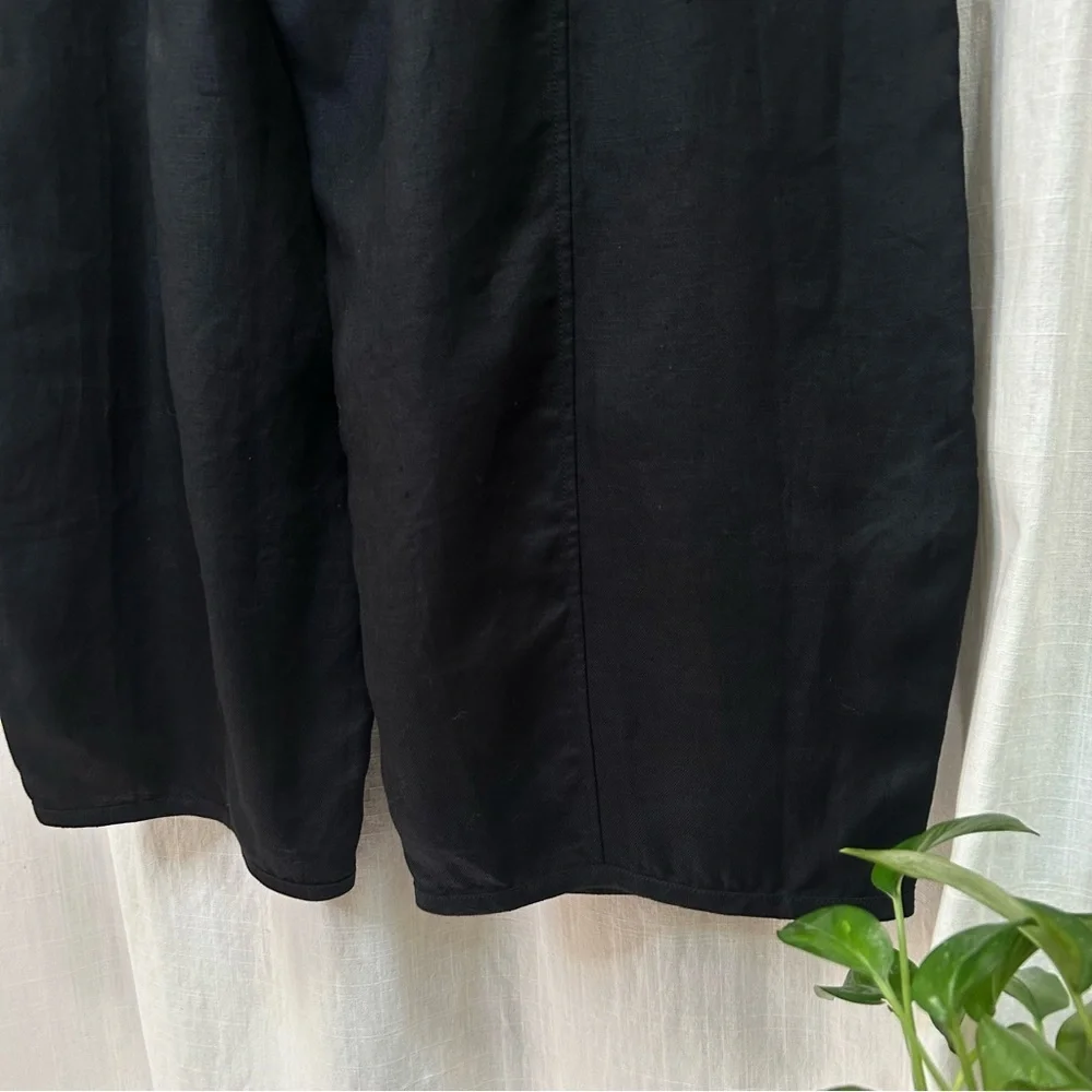 Vivid Linen LINEN EMBROIDERED CROP PANTS black 2x NWT